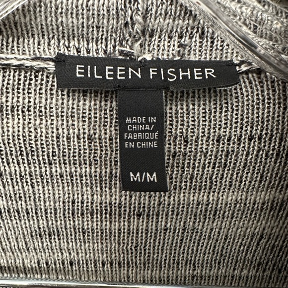 Eileen Fisher Open Front Organic Cotton Cardigan Sweater Charcoal Heather Size M - Picture 2 of 8